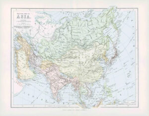 1903 Original Antique Colour Map - ASIA INDIA ARABIA Red Sea Indo China  (24)