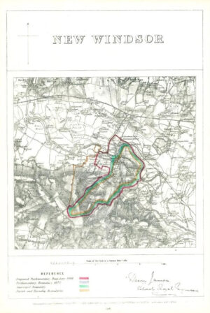 1868 Berkshire Boundary Commission Ordnance MAP PLAN of NEW WINDSOR (BC188)