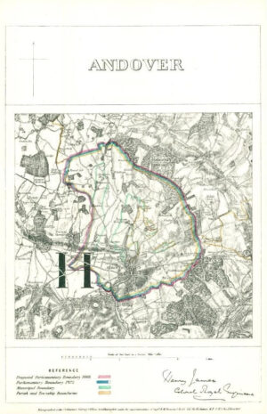 1868 Hampshire Boundary Commission Ordnance MAP PLAN of ANDOVER (BC2)