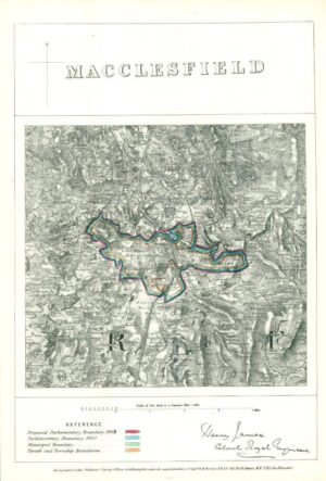 1868 Cheshire Boundary Commission Ordnance MAP PLAN of MACCLESFIELD (BC101)