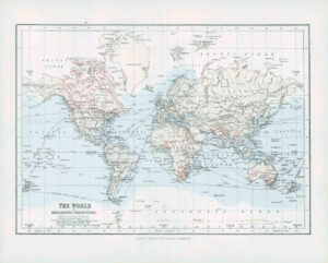 1903 Original Antique Colour Map - WORLD MERCATOR PROJECTION (3)