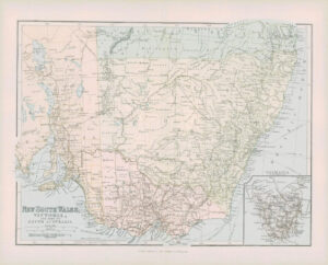 1903 Original Antique Colour Map - AUSTRALIA NEW SOUTH WALES VICTORIA (34)