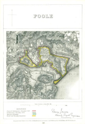1868 Dorset Boundary Commission Ordnance MAP PLAN of POOLE (BC132)