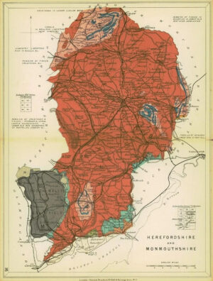1904 Original Antique Colour Map of HEREFORDSHIRE MONMOUTHSHIRE Geological (35)