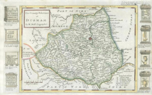 1733 - Rare Original Antique Map of DURHAM by Herman Moll Hand Coloured (45)
