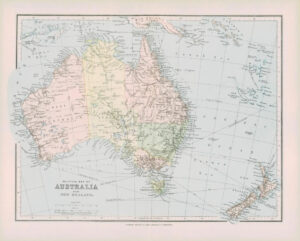 1903 Original Antique Colour Map - AUSTRALASIA NEW ZEALAND Tasmania (33)