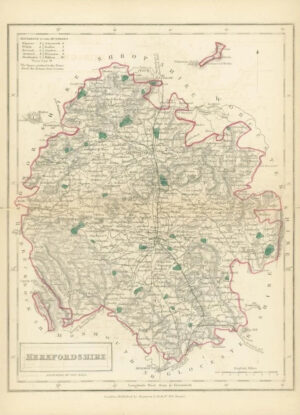 c1820 - Antique Map HEREFORDSHIRE Chapman Hall outline hand colour (CP29-M)