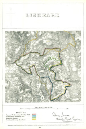 1868 Cornwall Boundary Commission Ordnance MAP PLAN of LISKEARD (BC95)