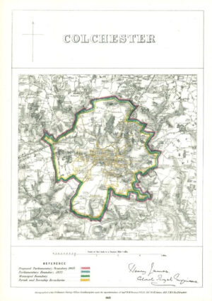1868 Essex Boundary Commission Ordnance MAP PLAN of COLCHESTER (BC43)