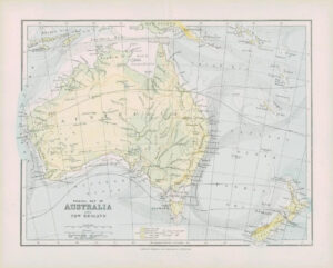 1903 Original Antique Colour Map - AUSTRALASIA NEW ZEALAND Tasmania (32)