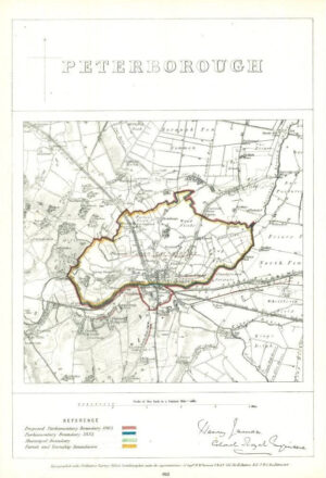1868 Cambridgeshire Boundary Commission Ordnance MAP of PETERBOROUGH (BC128)