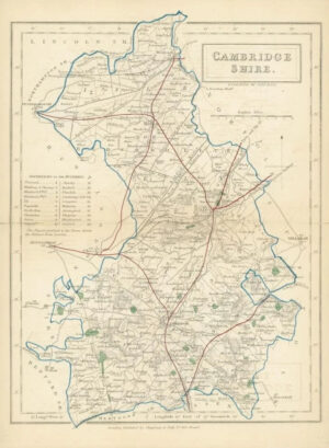 c1820 - Antique Map CAMBRIDGESHIRE Chapman Hall outline hand colour (CP27-M)