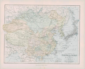 1903 Original Antique Colour Map - CHINA JAPAN KOREA MONGOLIA TIBET (29)