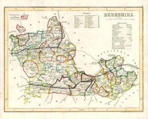 1860 Joshua Archer map of BERKSHIRE England with outline colour (AM3/15)