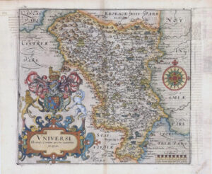 1607 - RARE 1st Edition Antique Map DERBYSHIRE BY Saxton Kip/Hole