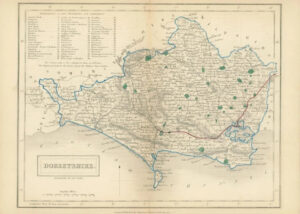 c1820 - Antique Map DORSETSHIRE Chapman Hall outline hand colour (CP2-M)