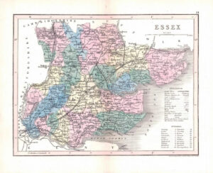 1860 - Original antique colour map of "ESSEX" by Joshua Archer (15)