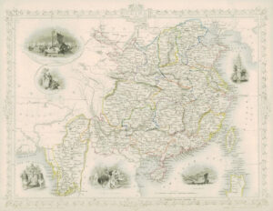 1850 Illustrated Antique Map of "CHINA AND BURMA" Asia by Tallis (71d)