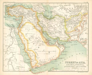 c1912 Map of TURKEY IN ASIA ARABIA PERSIA AFGHANISTAN BULUCHISTAN Regions (BS36)