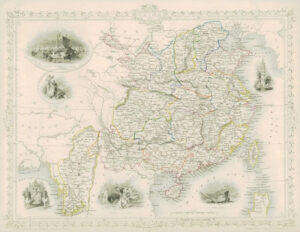 1851 - Original RARE Antique Map of "CHINA AND BURMA" Asia by Tallis (DW71)