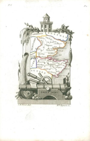 1823 Original Decorative Antique Map - ESSEX KENT by Perrot (28)