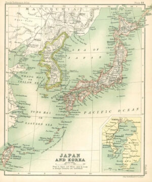 c1912 Map of JAPAN AND KOREA Chart Regions (BS48)