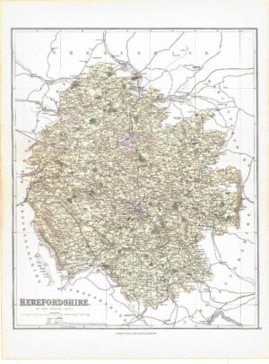 1885 Large Map of the County of HEREFORDSHIRE by Weller (PCM13)