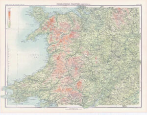 c1885 Large Map OROGRAPHICAL FEATURES E ENGLAND Hereford Derby Bartholomew (RA9)