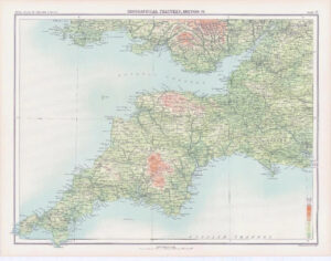 c1885 Large Map OROGRAPHICAL FEATURES SW ENGLAND Devon Dorset Bartholomew (RA11)