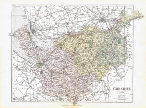 1885 Large Map of the County of CHESHIRE by Weller (PCM6)