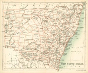 c1912 Map of NEW SOUTH WALES Chart Regions Australia (BS76)