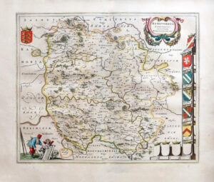 1659 Map of HEREFORDSHIRE Herefordia by Blaeu Spanish Edition (EB)