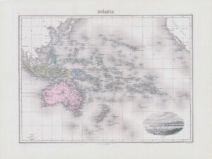1892 Large Colour Map of OCÉANIE Oceania Australia New Zealand (NAI/63)