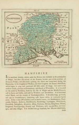 c1787 Original Antique map by J SELLER "HAMPSHIRE" original hand colour (009)