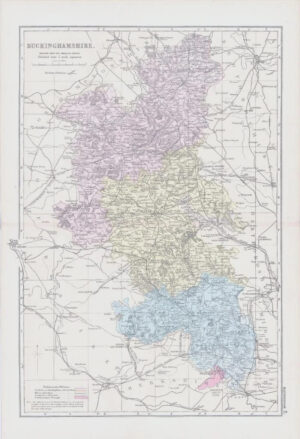 1883 Large Map of BUCKINGHAMSHIRE Ordnance Survey by Bacon (BO3)