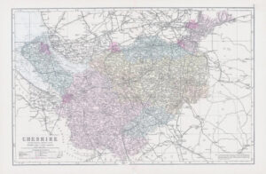 1883 Large Map of CHESHIRE Ordnance Survey by Bacon (BO5)
