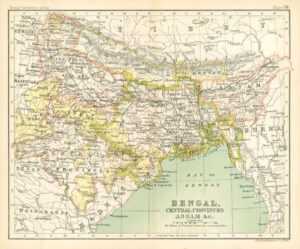 c1912 Map of BENGAL, CENTRAL PROVINCES ASSAM & C Chart Regions (BS42)