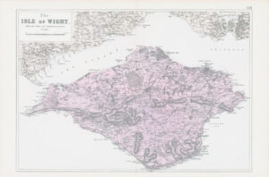 1883 Large Map of THE ISLE OF WIGHT Ordnance Survey by Bacon (BO97)