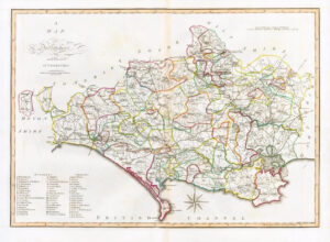 1805 Original Antique LARGE MAP 'DORSETSHIRE' Dorset by John Cary Outline Colour