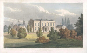 c1820s Antique Aquatint CRETE HALL Crewe Cheshire by Ackermann (AF169)
