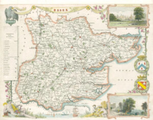 1840 - Original Antique Map of "ESSEX" by Thomas Moule hand Coloured (bm31)