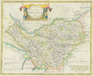1722 Original Antique Map - CHESHIRE CHESTER by Robert Morden HAND COLOUR