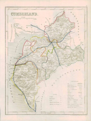 1855 - Original antique map of "CUMBERLAND" by JOSHUA ARCHER (11)