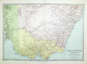 1883 - Large Antique Colour Map NEW SOUTH WALES VICTORIA South Australia (PHA)