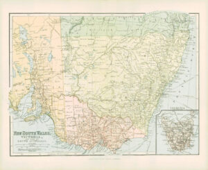 1900 Original Antique Colour Map NEW SOUTH WALES VICTORIA SOUTH AUSTRALIA (14)