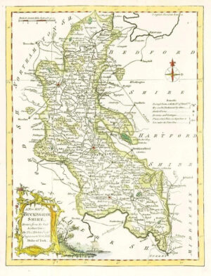 1764 Original Antique Map - BUCKINGHAMSHIRE by Thomas KITCHIN Hand coloured (03)
