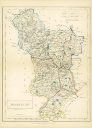 c1820 - Original Antique Map DERBYSHIRE Chapman Hall outline hand colour (CP4-M)