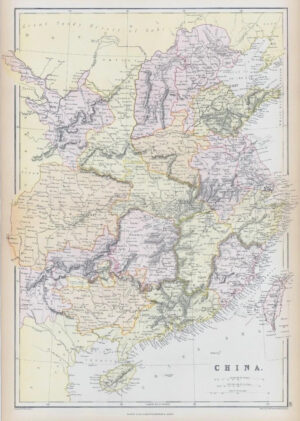 1882 LARGE Antique Colour Map of CHINA by BLACKIE (BA25)
