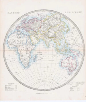 c1860 Large Colour Antique Map EASTERN HEMISPHERE World (MA/2)