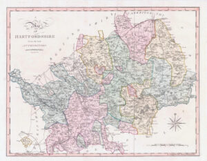 1800-10 Large Engraved Map of HARTFORDSHIRE Hertfordshire John Cary Colour (CL9)
